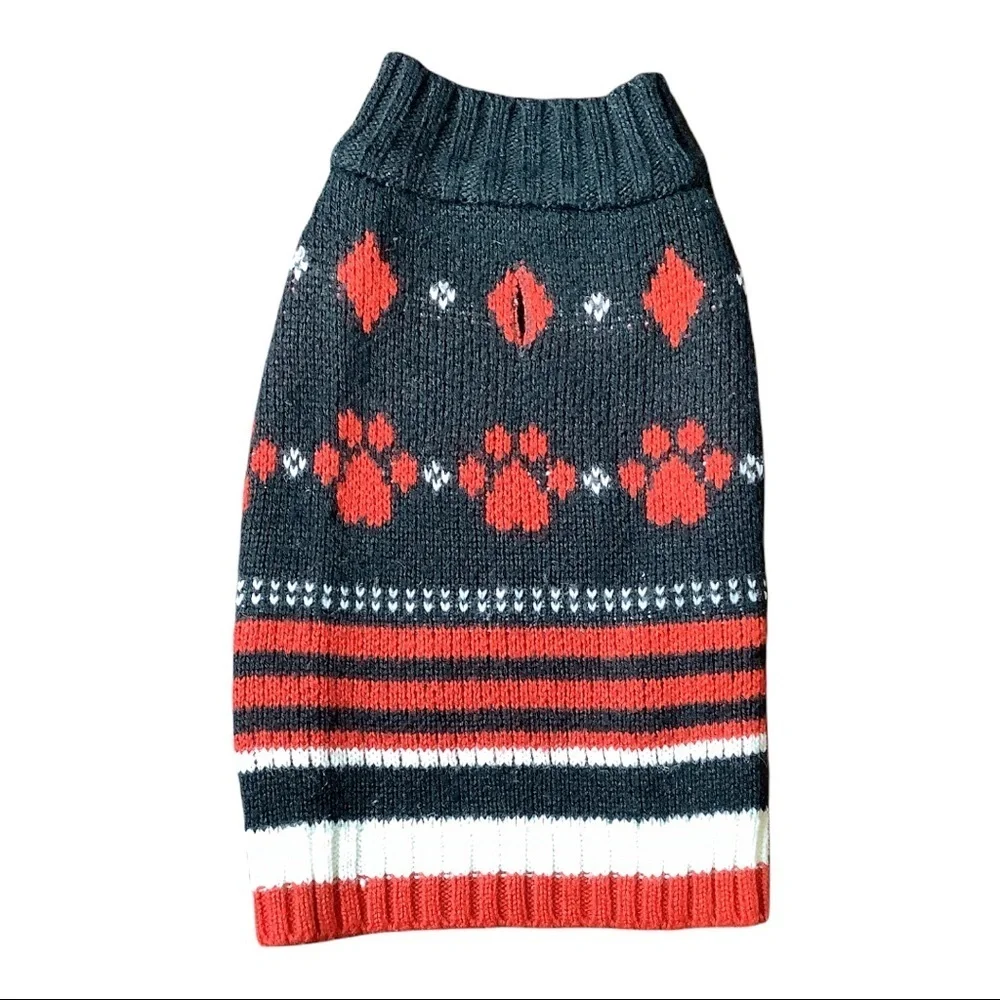 Paw Print Striped Doggy Sweater